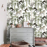 Tropical Monkeys and Coconut Tree Wallpaper