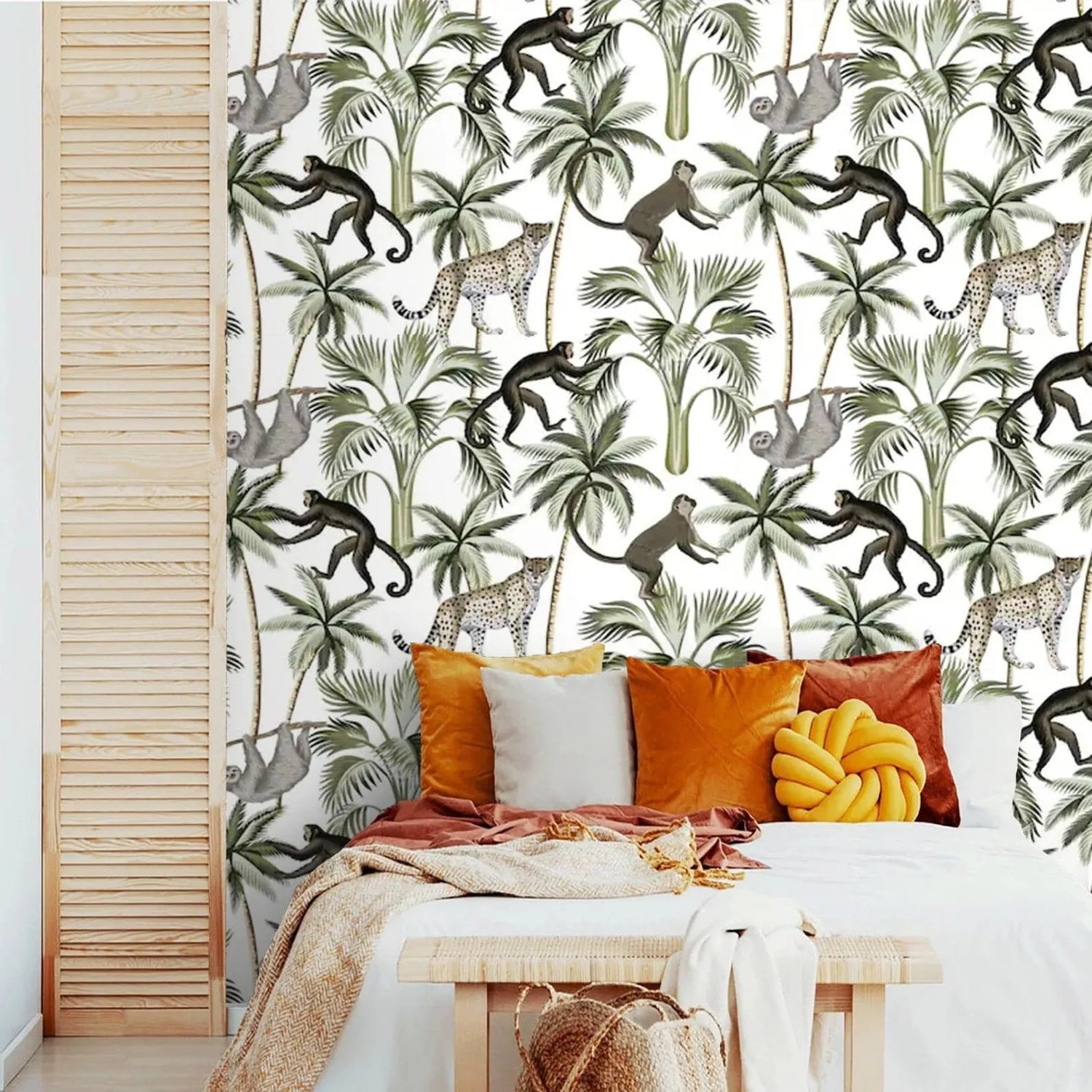 Tropical Monkeys and Coconut Tree Wallpaper