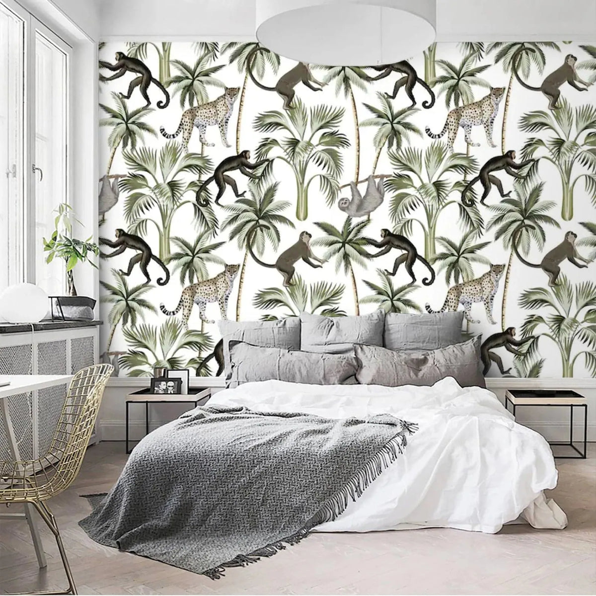 Tropical Monkeys and Coconut Tree Wallpaper