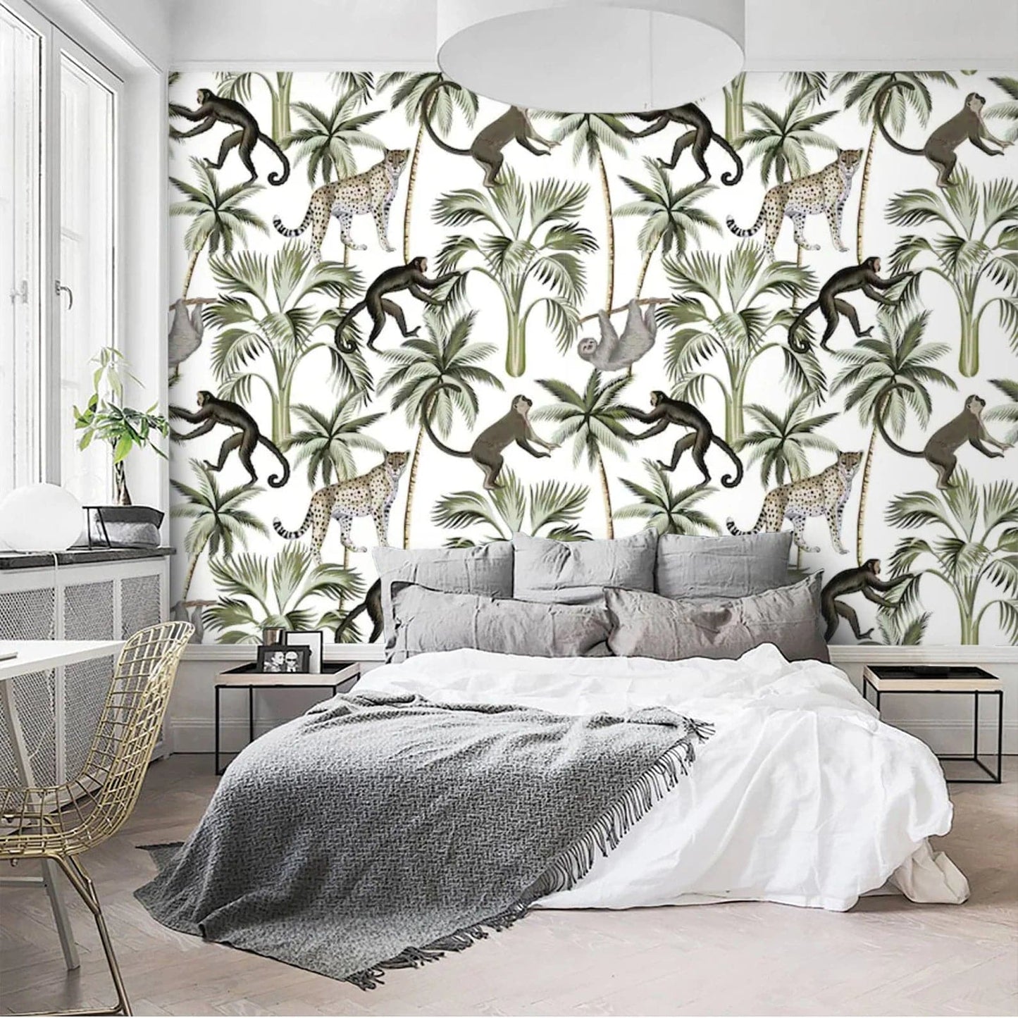 Tropical Monkeys and Coconut Tree Wallpaper - MAIA HOMES