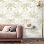 Tropical Palm Leaves Neutral Wallpaper