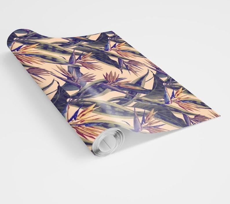 Tropical Paradise Floral and Exotic Leaves Wallpaper