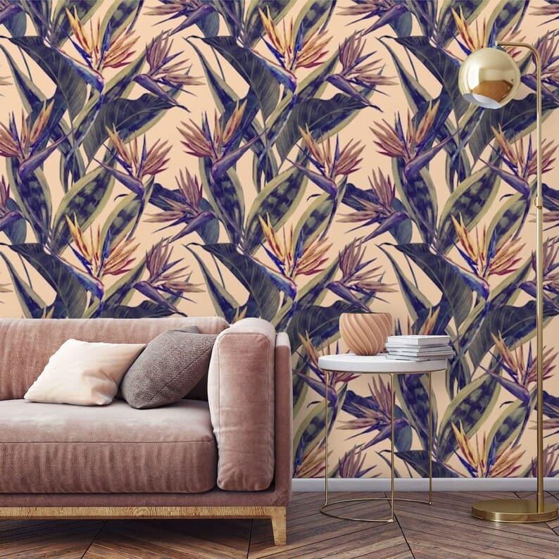 Tropical Paradise Floral and Exotic Leaves Wallpaper - MAIA HOMES