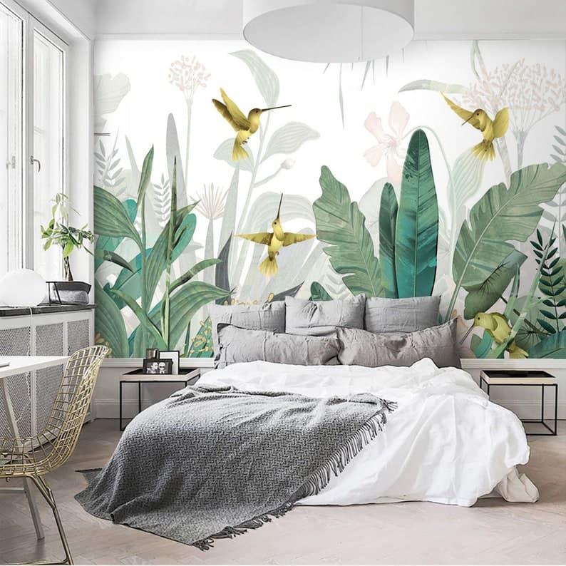 Tropical Paradise Hummingbirds Jungle Wall Mural