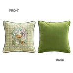 Tropical Tiger and Deers Floral Velvet Pillow Cover front panel with a gazelle in an arched Deep Woods frame, olive velvet reverse