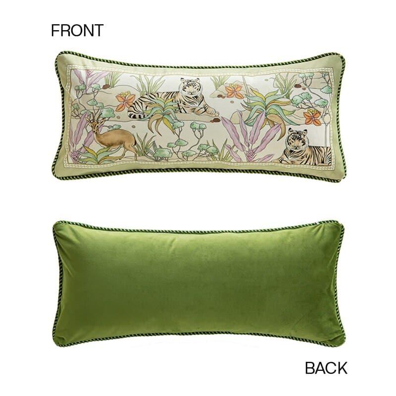 Tropical Tiger and Deers Floral Velvet Pillow Cover - MAIA HOMES