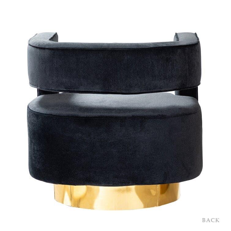 Tulila Wide Velvet Swivel Barrel Chair with Gold Base - MAIA HOMES
