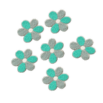 Turquoise Floral Beaded Table Runner and Placemat Set 6 Coasters