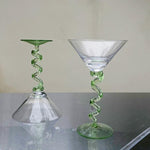 Twisted Martini Goblet Glass - Set of 2 Green