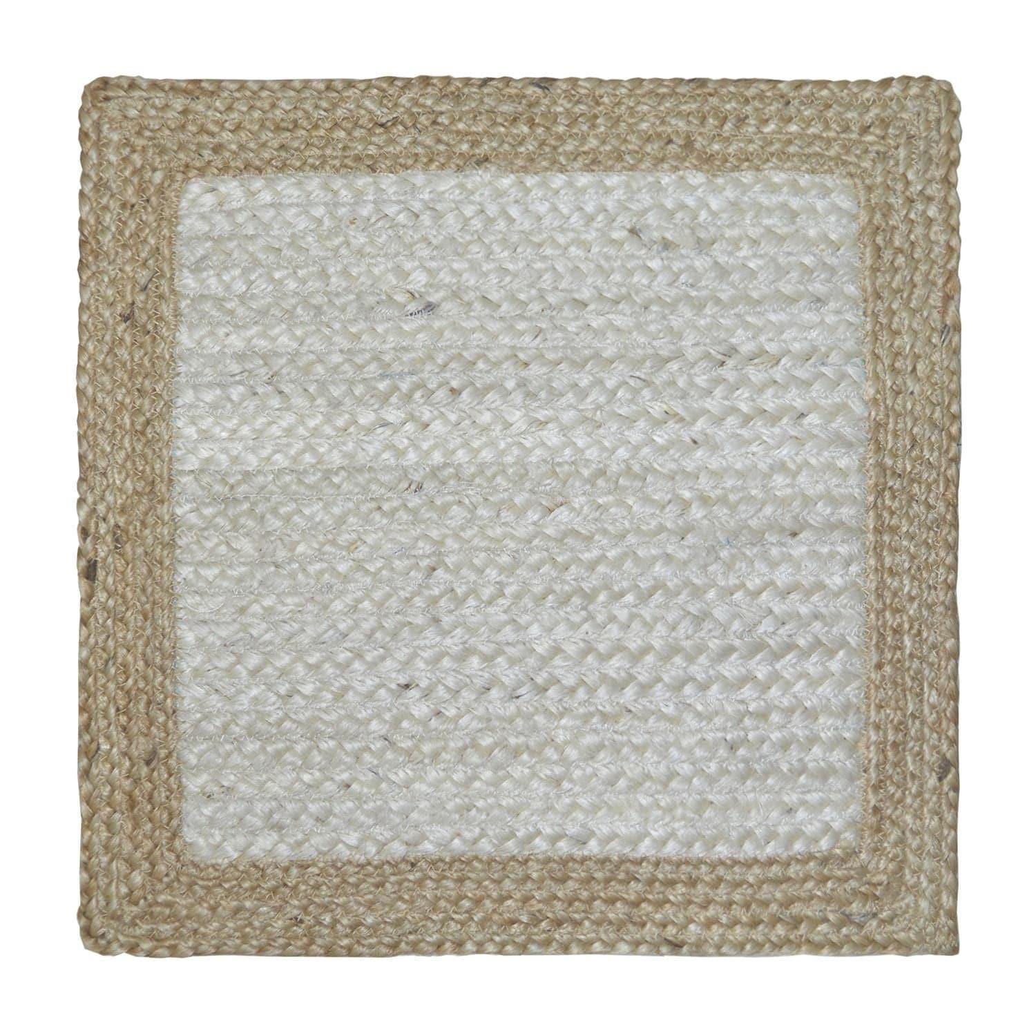 Two-Tone Braided Jute Square Placemat - Set of 10 Natural