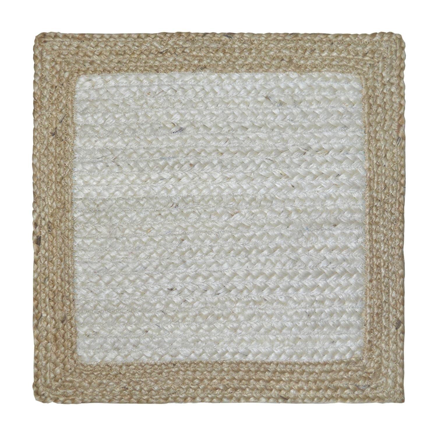 Two-Tone Braided Jute Square Placemat - Set of 10 - MAIA HOMES