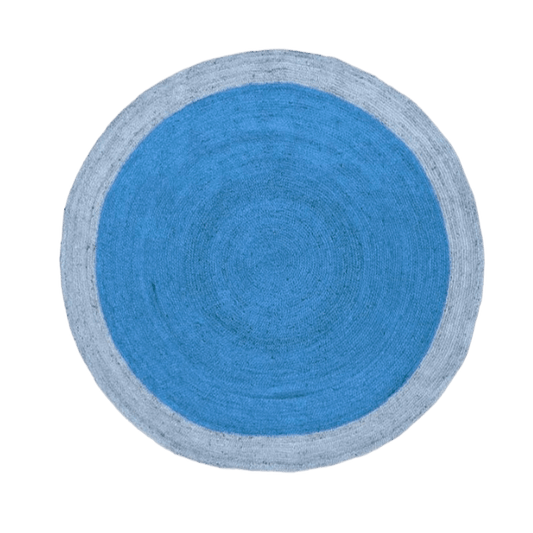 Two Toned Blue Round Jute Rug - MAIA HOMES