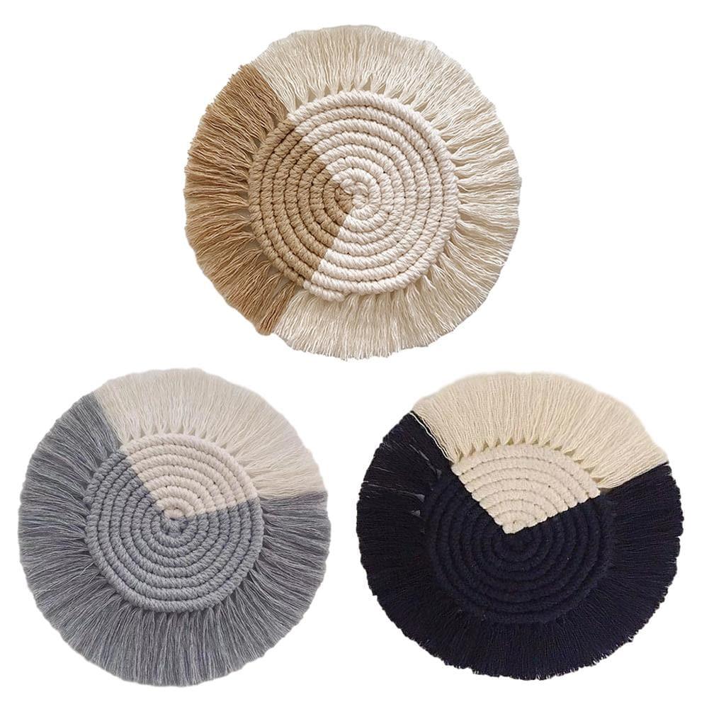 Two-Toned Fringed Bohemian Cotton Coasters