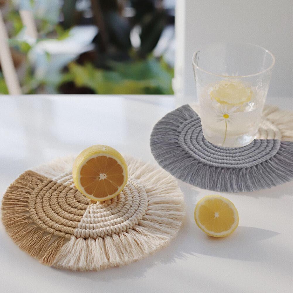 Two-Toned Fringed Bohemian Cotton Coasters