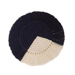 Two-Toned Fringed Bohemian Cotton Coasters One Size Black