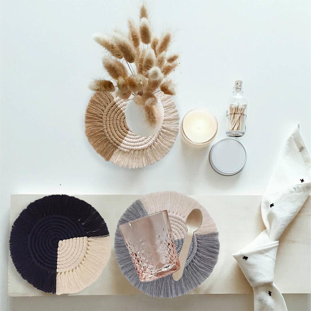 Two-Toned Fringed Bohemian Cotton Coasters