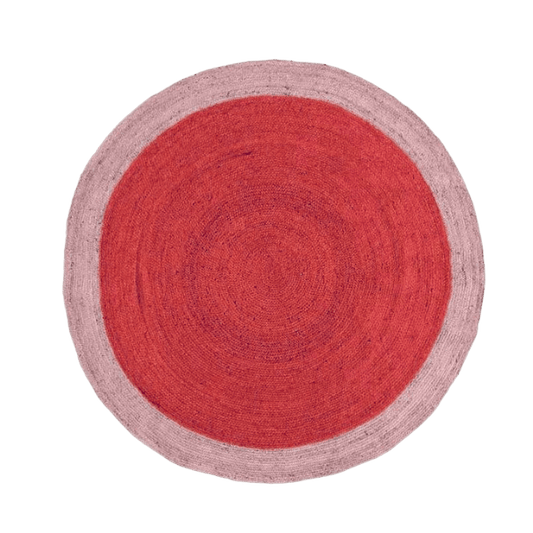Two Toned Red Round Jute Rug - MAIA HOMES