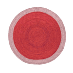 Two Toned Red Round Jute Rug