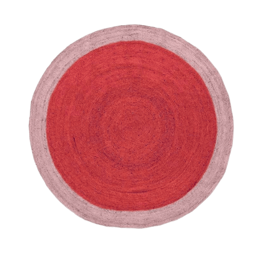 Two Toned Red Round Jute Rug - MAIA HOMES