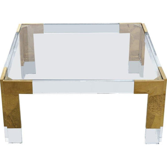 Tyna Gold and Acrylic Legs Square Coffee Table