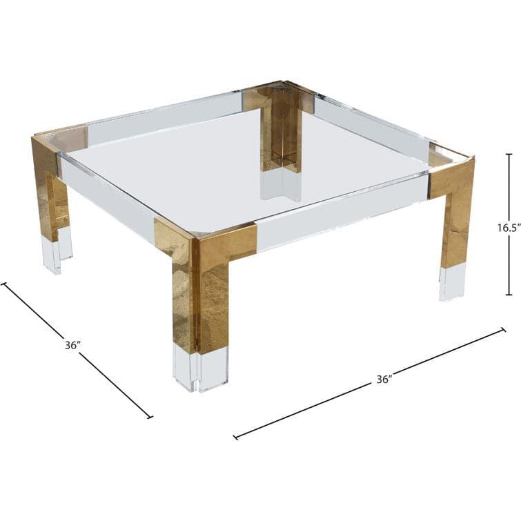 Tyna Gold and Acrylic Legs Square Coffee Table - MAIA HOMES