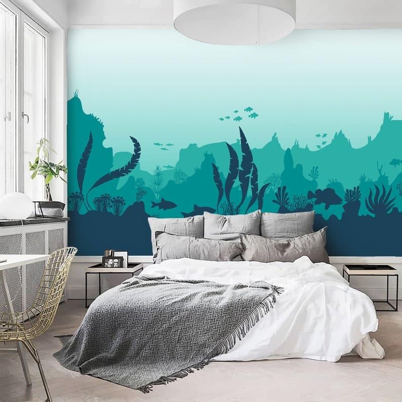 Underworld Sea Animals and Ferns Nursery Wallpaper - MAIA HOMES