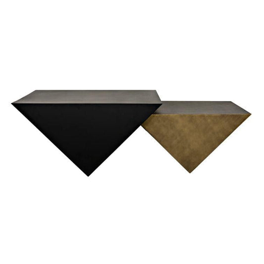 Upside Pyramid Nesting Black and Brass Coffee Table - MAIA HOMES