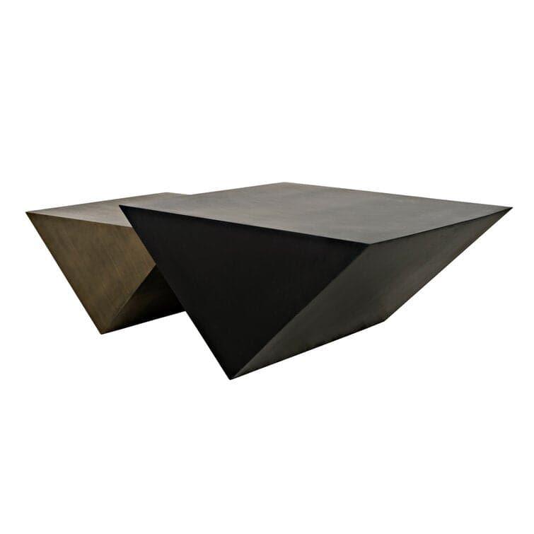 Upside Pyramid Nesting Black and Brass Coffee Table