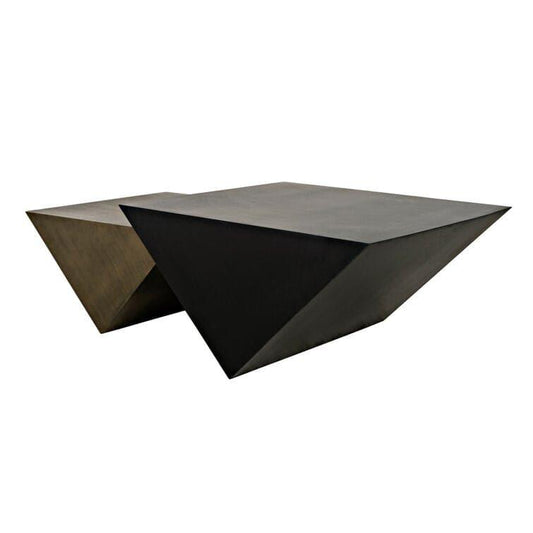 Upside Pyramid Nesting Black and Brass Coffee Table - MAIA HOMES