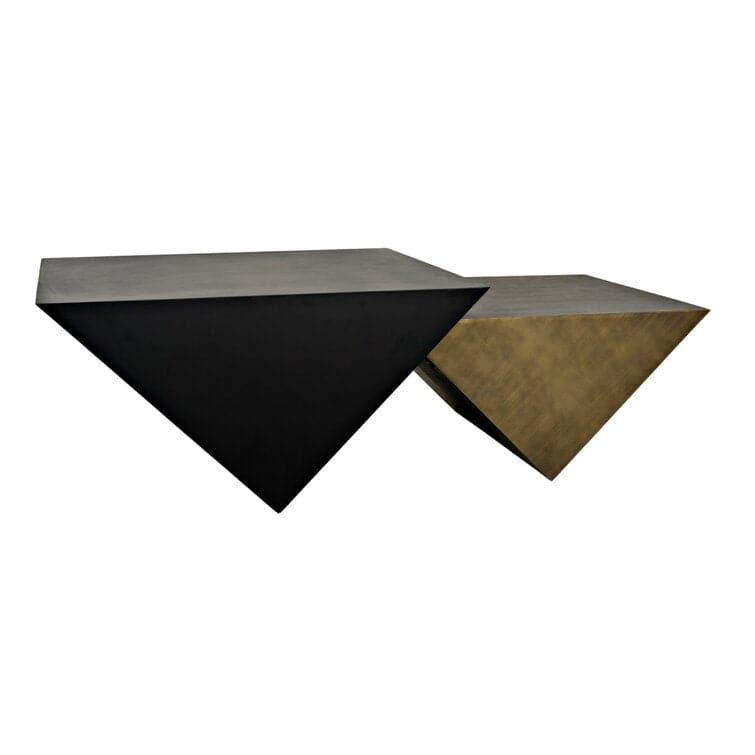 Upside Pyramid Nesting Black and Brass Coffee Table