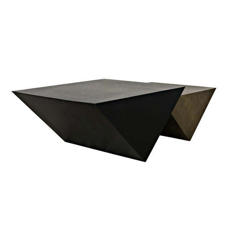 Upside Pyramid Nesting Black and Brass Coffee Table