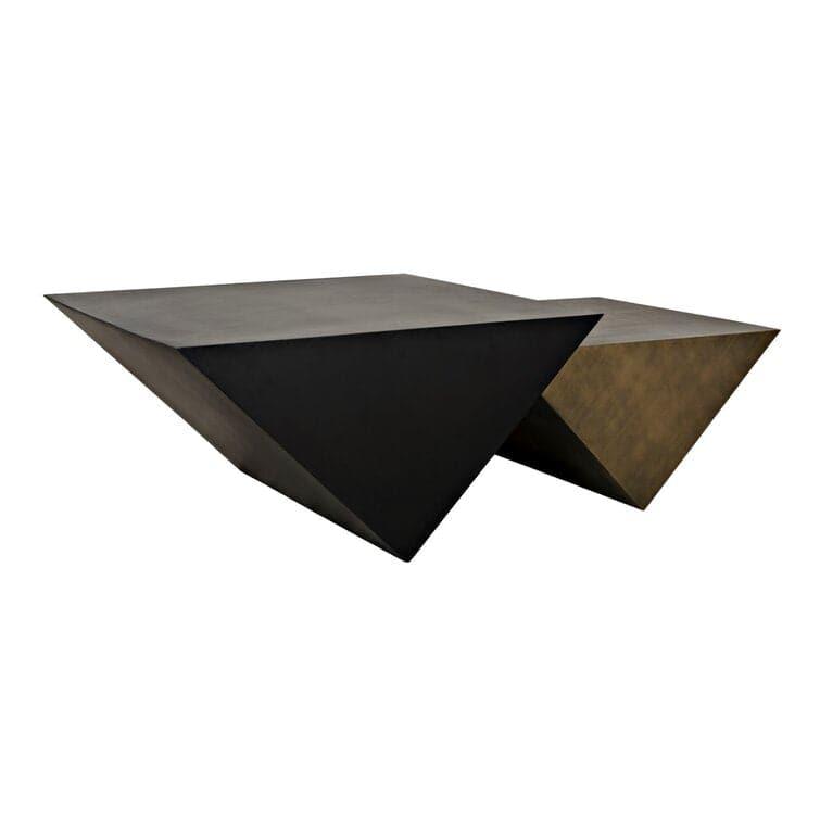 Upside Pyramid Nesting Black and Brass Coffee Table