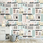 Urban City Houses Illustrated Wallpaper