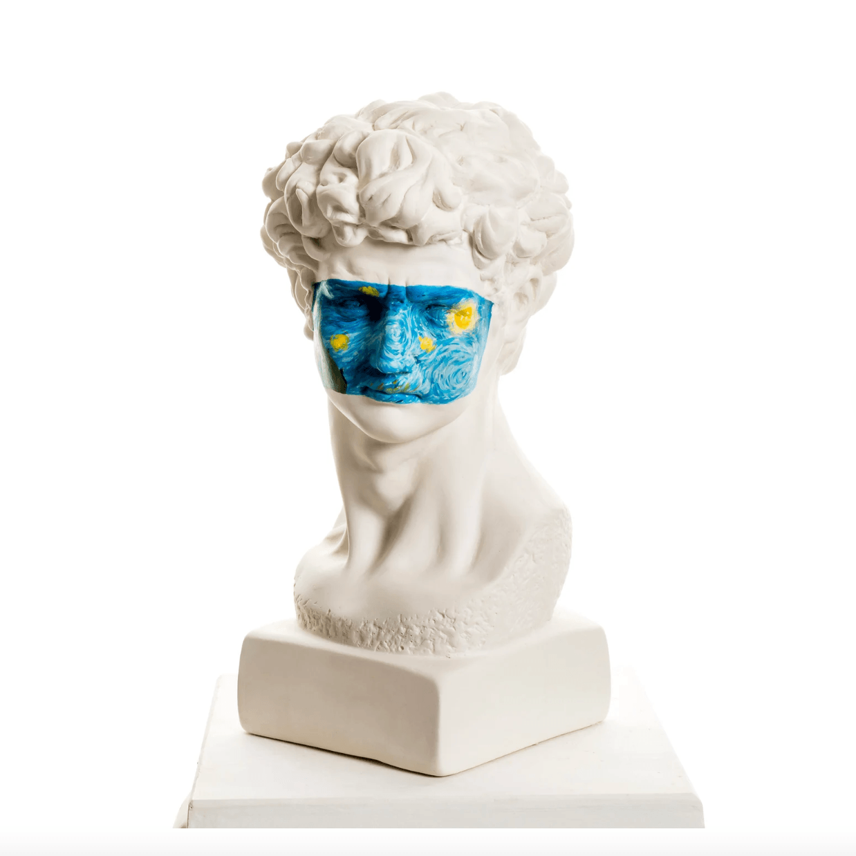 Van Gogh Starry Night on Greek God David Bust Sculpture