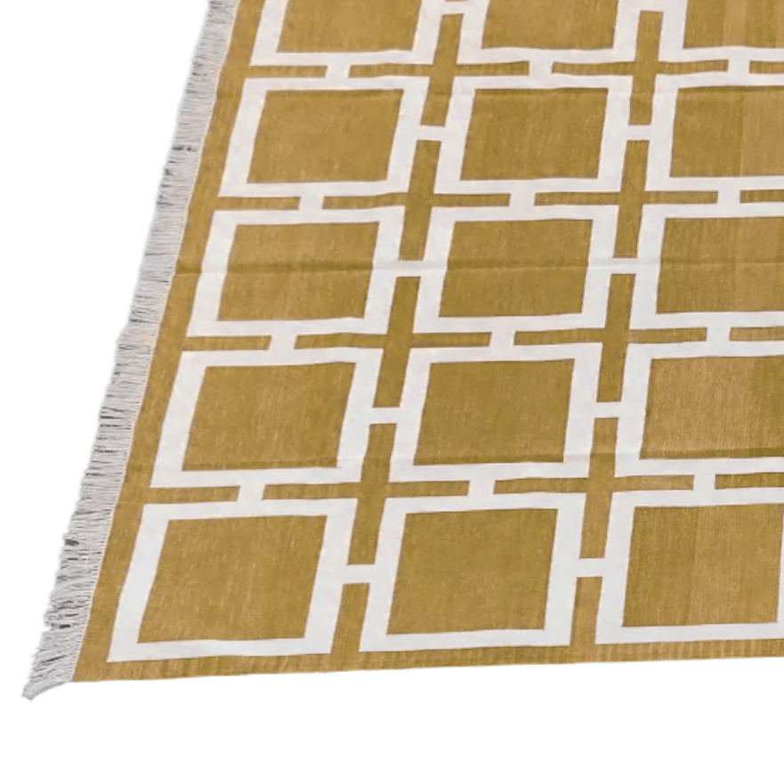 Vegetable Dyed Indian Dhurrie Cotton Rug - Medina Square - MAIA HOMES