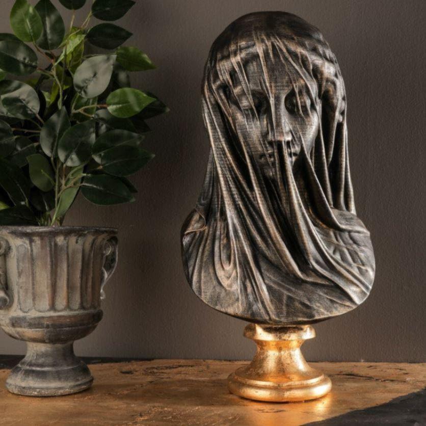 Veiled Virgin Mary Bust Statue