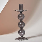 Viki Glass Candle holder Dark Gray