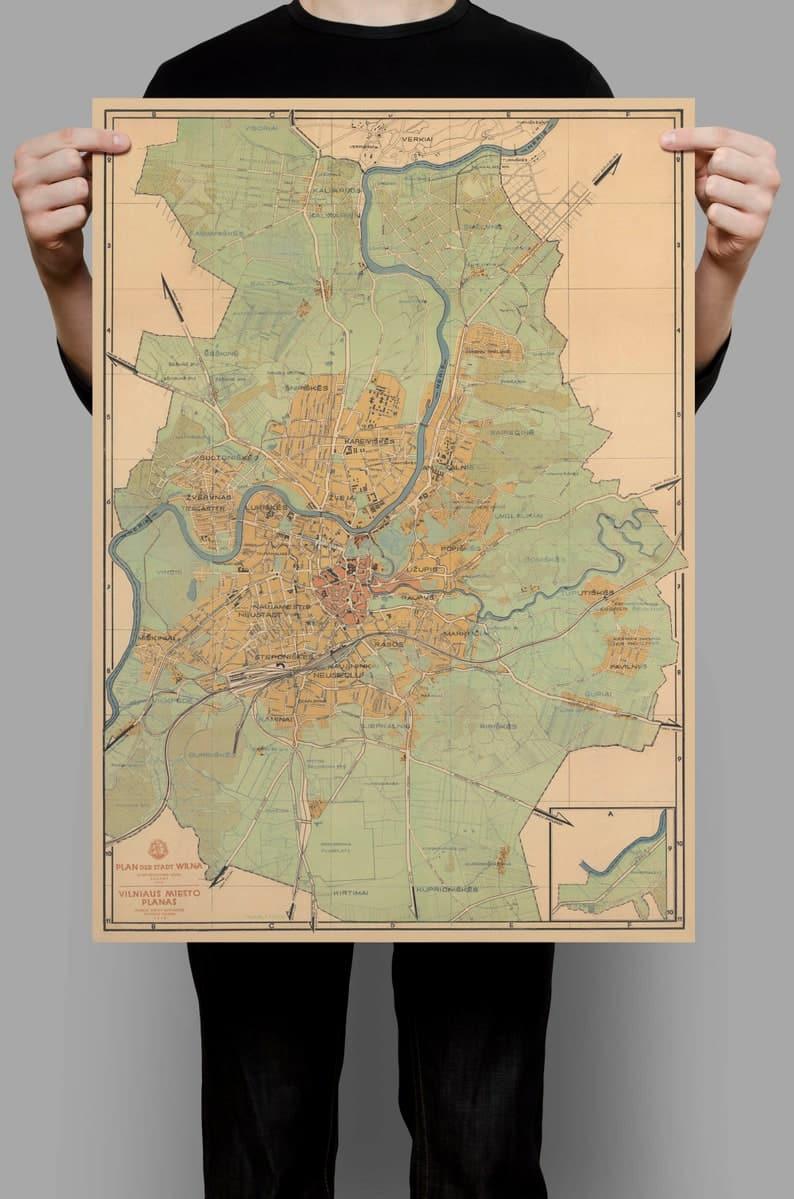 Vilnius City Map Print| Lithuania Map Poster