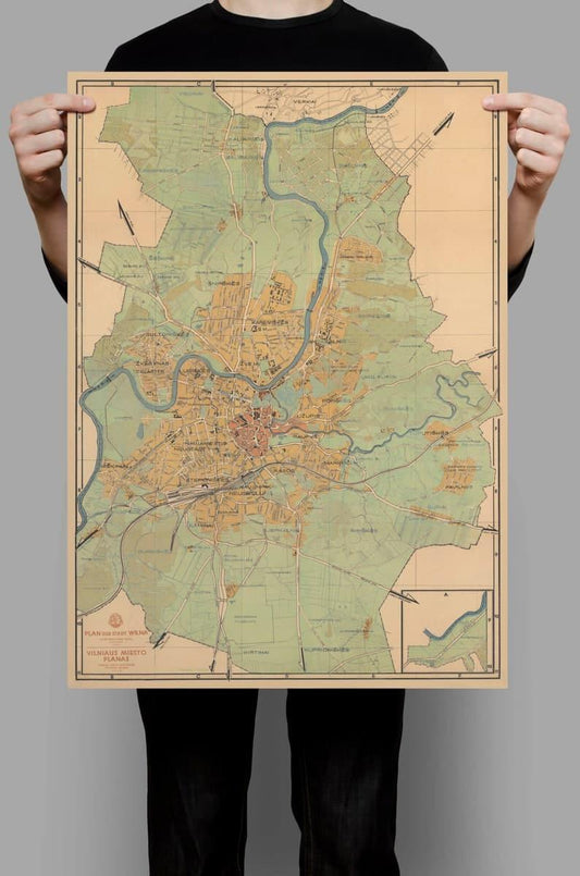 Vilnius City Map Print| Lithuania Map Poster - MAIA HOMES