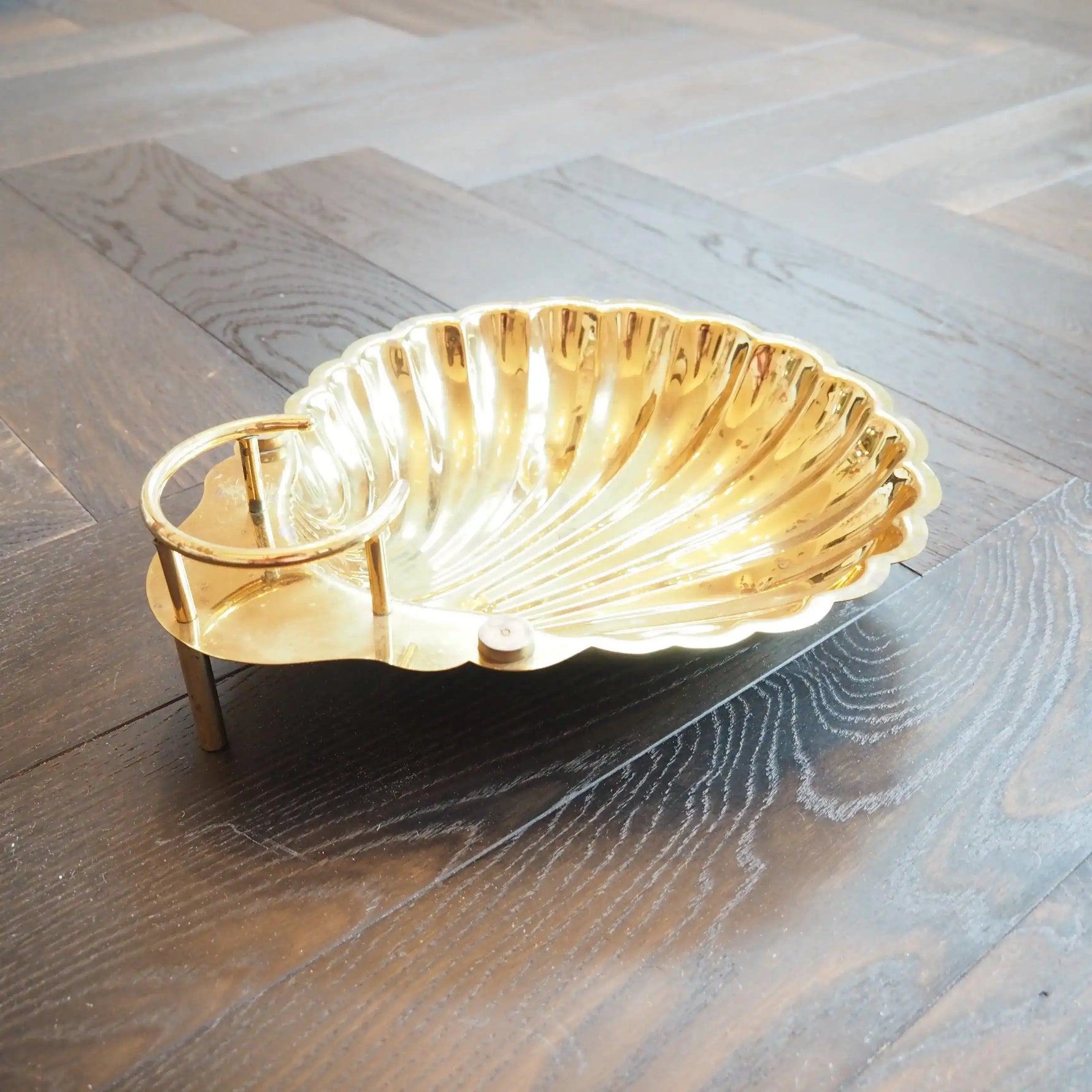 Vintage Brass Sea Shell Trinket Tray - Large