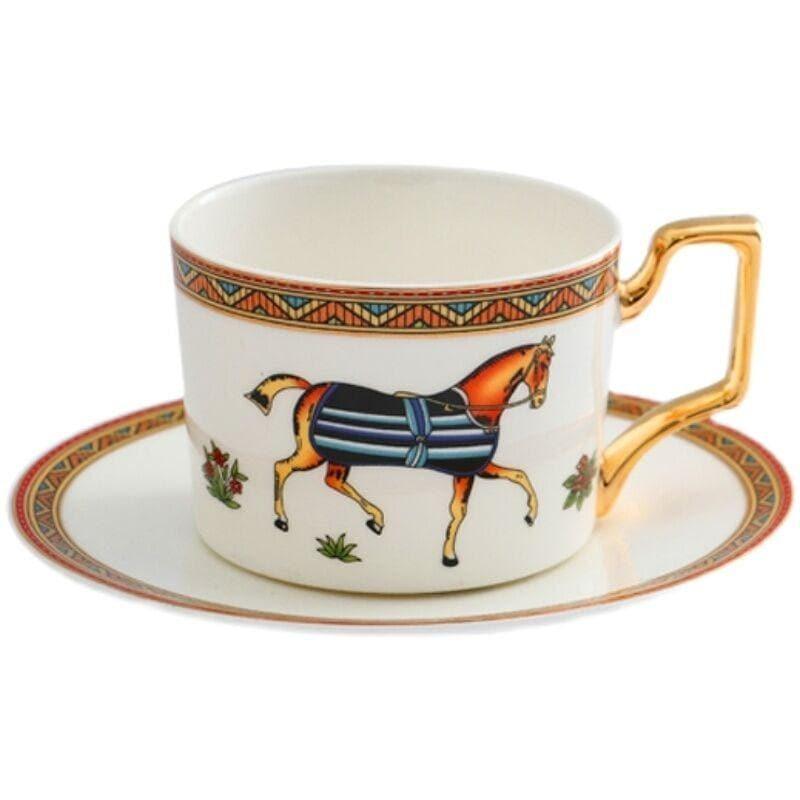 Vintage Bright Horse Bone China Mug and Saucer Set - MAIA HOMES