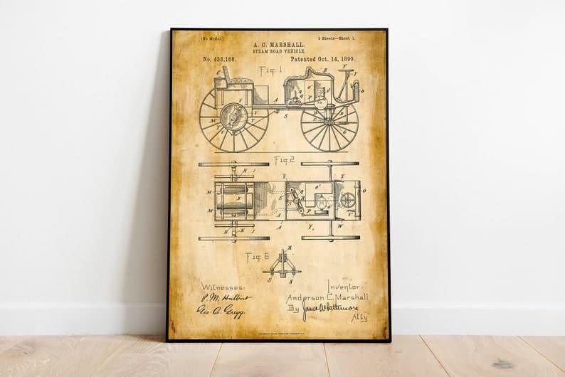Vintage Car Patent Print| Framed Art Print - MAIA HOMES