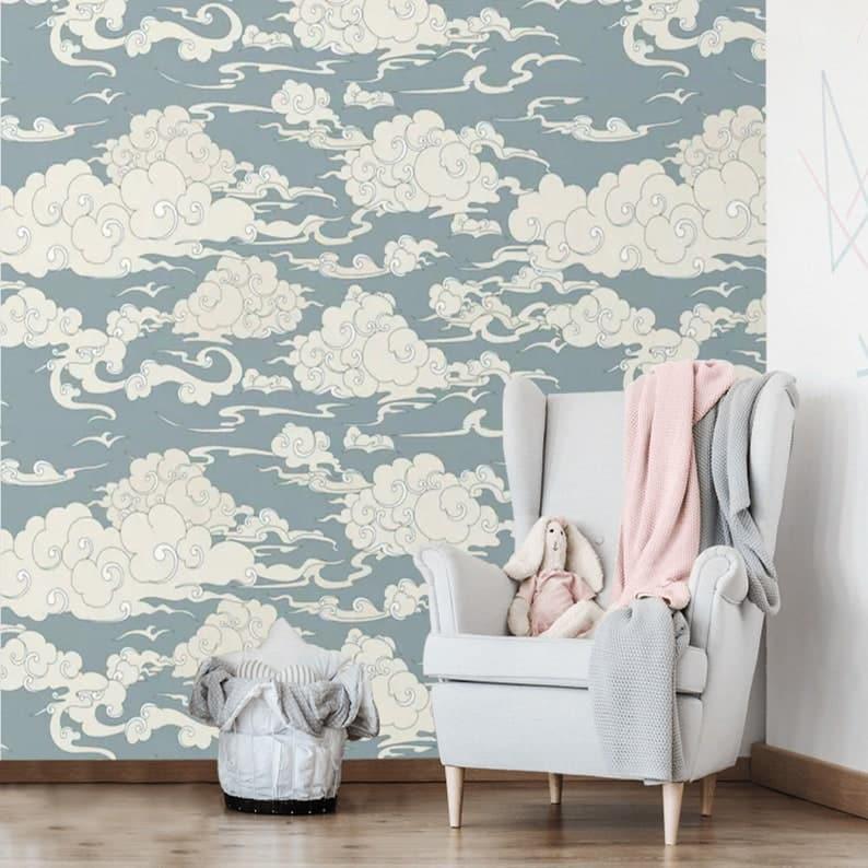 Vintage Chinoiserie Clouds Wallpaper - MAIA HOMES