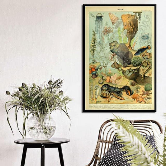 Vintage Exotic Ocean Lives Chart Wall Poster Print - MAIA HOMES