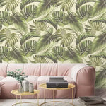 Vintage Green Monstera Palm Leaves Wallpaper
