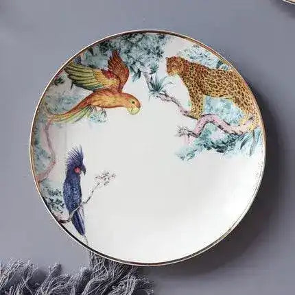 Vintage Inspired Wild Cat Bone China Plate Cheetah
