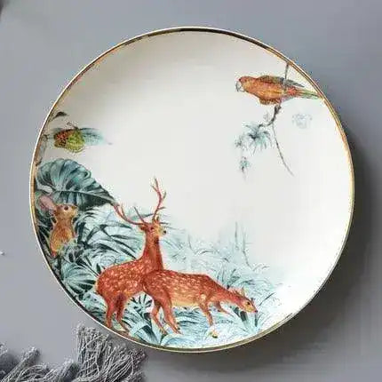 Vintage Inspired Wild Cat Bone China Plate Deers