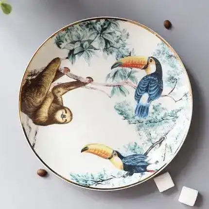 Vintage Inspired Wild Cat Bone China Plate Toucan