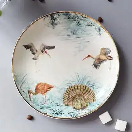 Vintage Inspired Wild Cat Bone China Plate Birds