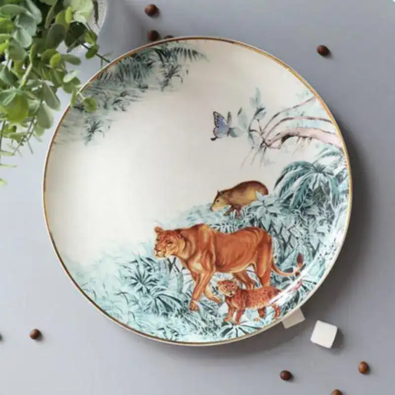 Vintage Inspired Wild Cat Bone China Plate